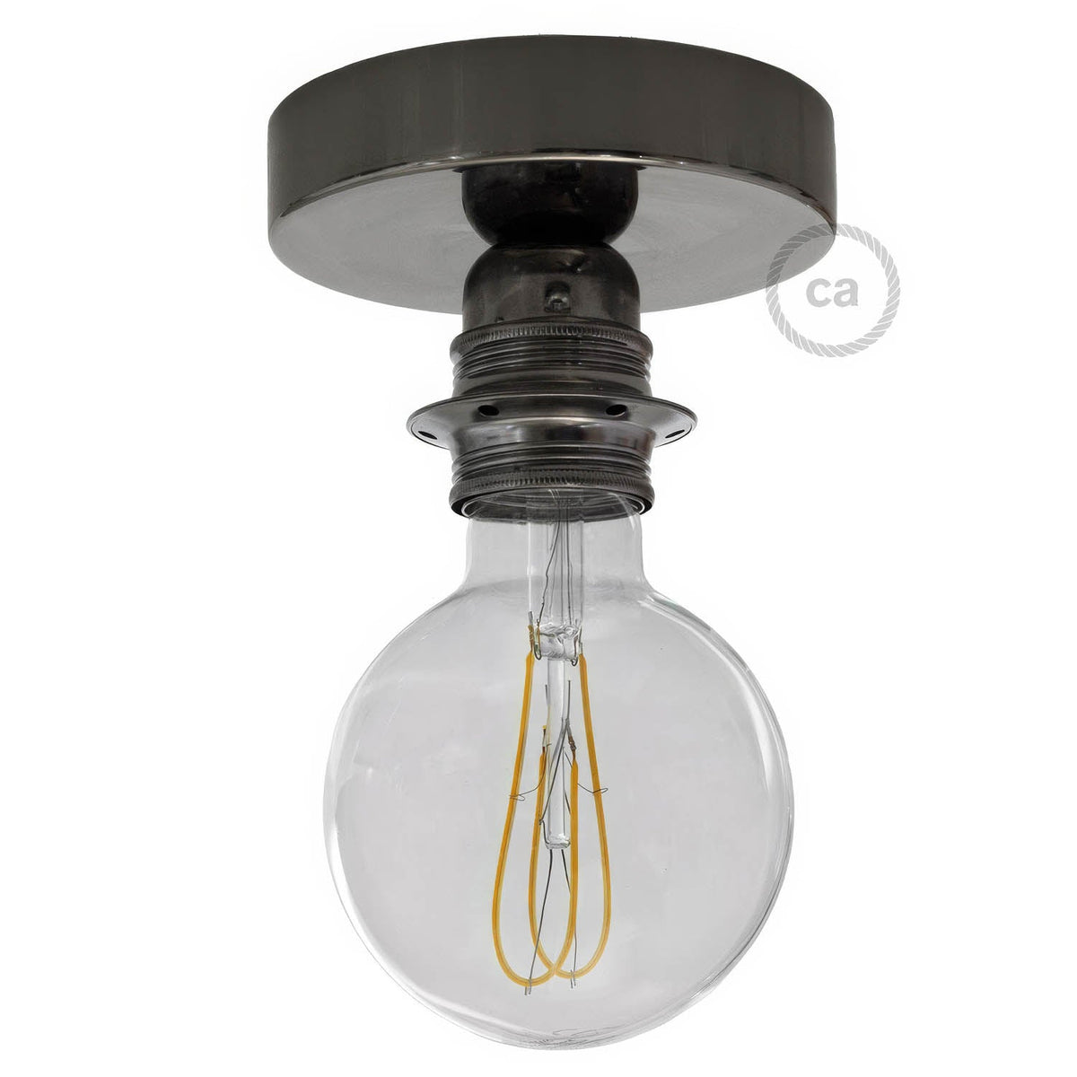 Fermaluce Metal con portalampada filettato E27, punto luce in metallo - Nero perla