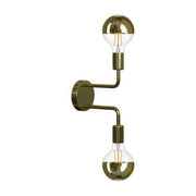 Fermaluce Metal, lampada a muro in metallo con doppia estensione curva - Ottone