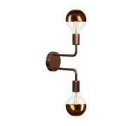 Fermaluce Metal, lampada a muro in metallo con doppia estensione curva - Rame
