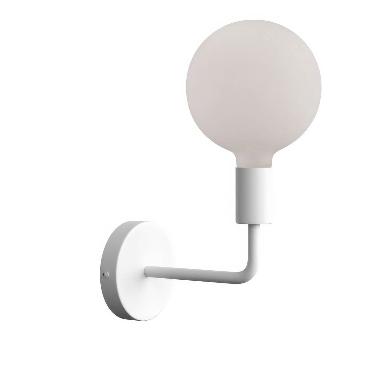 Fermaluce Metal, lampada a muro in metallo con estensione curva - Bianco