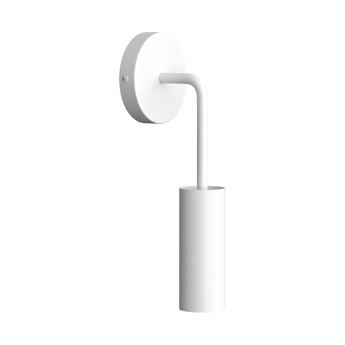 Fermaluce Metal, lampada a muro in metallo con estensione curva e paralume Tub-E14 - Bianco