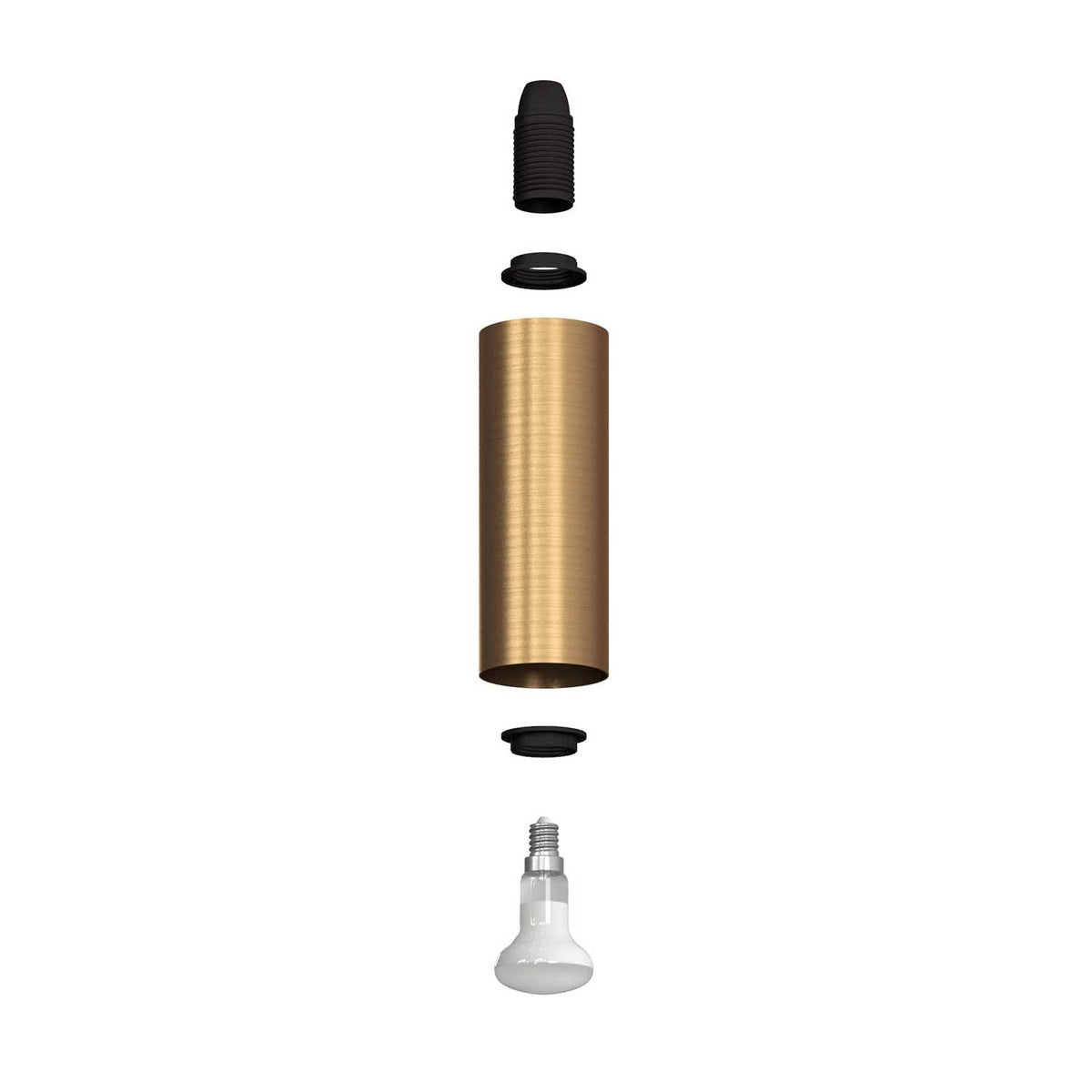 Fermaluce Metal, lampada a muro in metallo con estensione curva e paralume Tub-E14 - Bronzo satinato