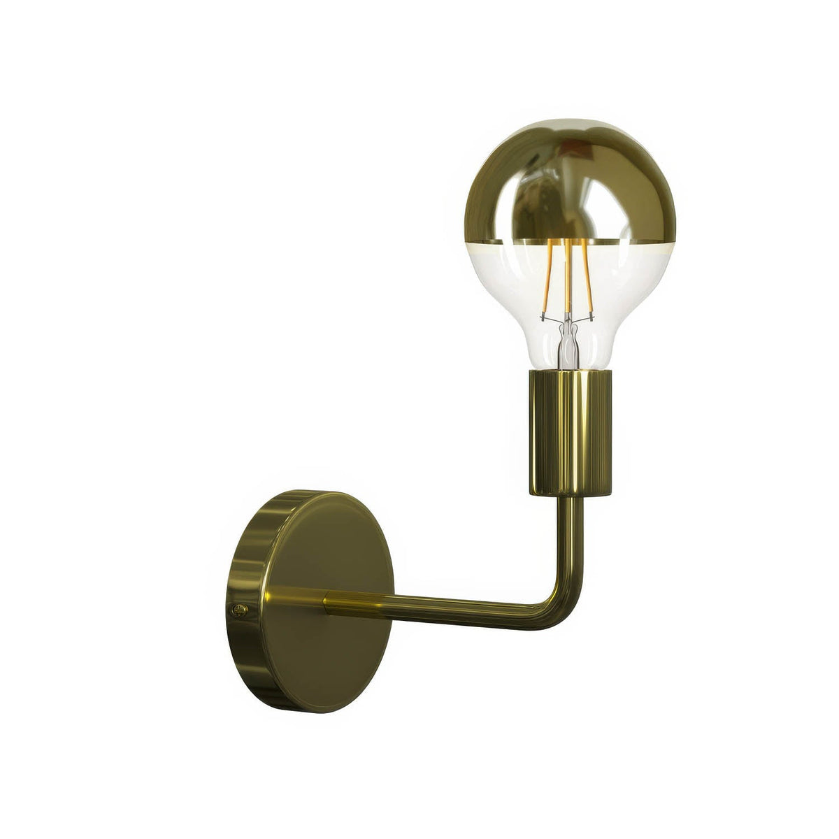 Fermaluce Metal, lampada a muro in metallo con estensione curva - Ottone