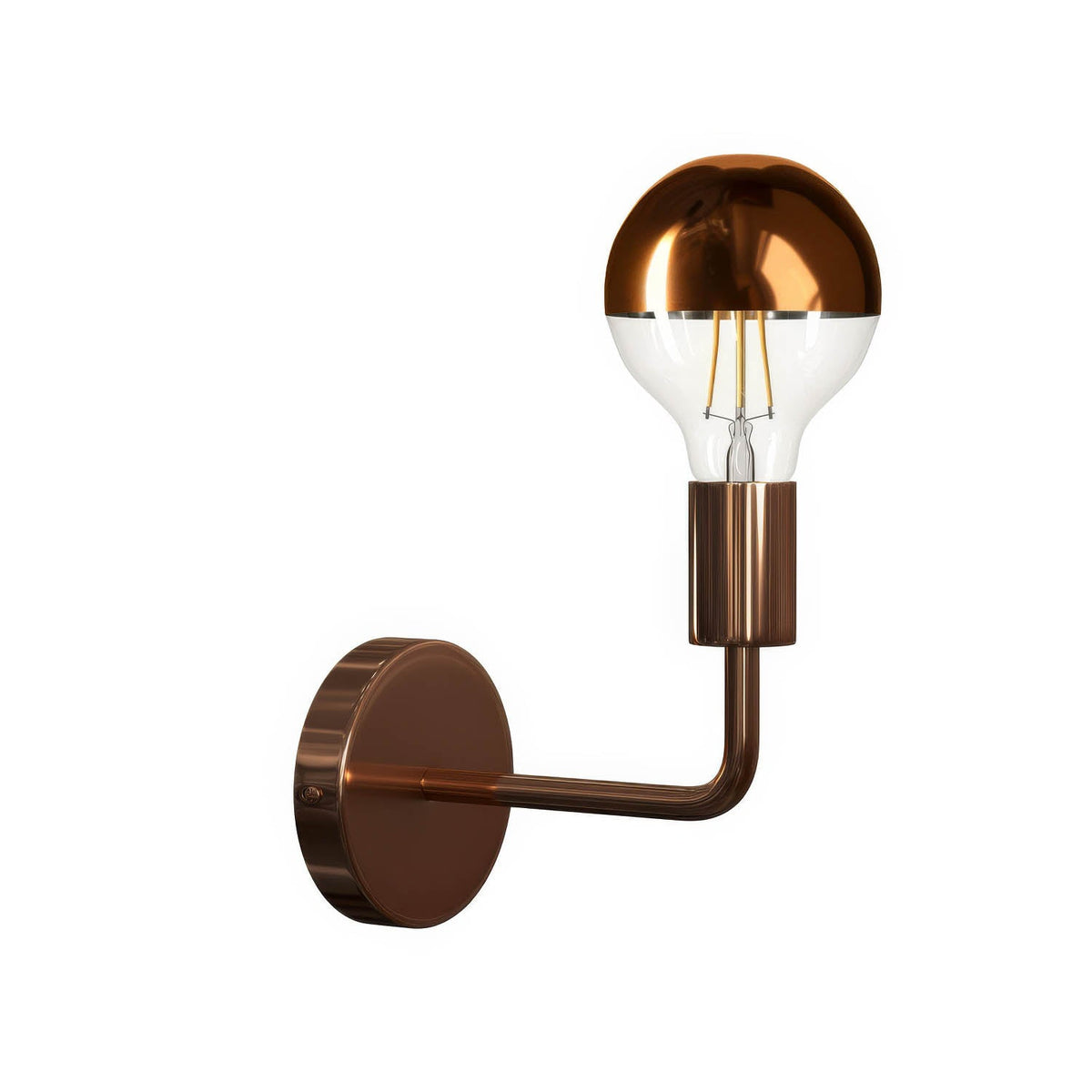 Fermaluce Metal, lampada a muro in metallo con estensione curva - Rame