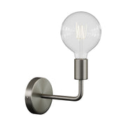 Fermaluce Metal, lampada a muro in metallo con estensione curva - Titanio satinato