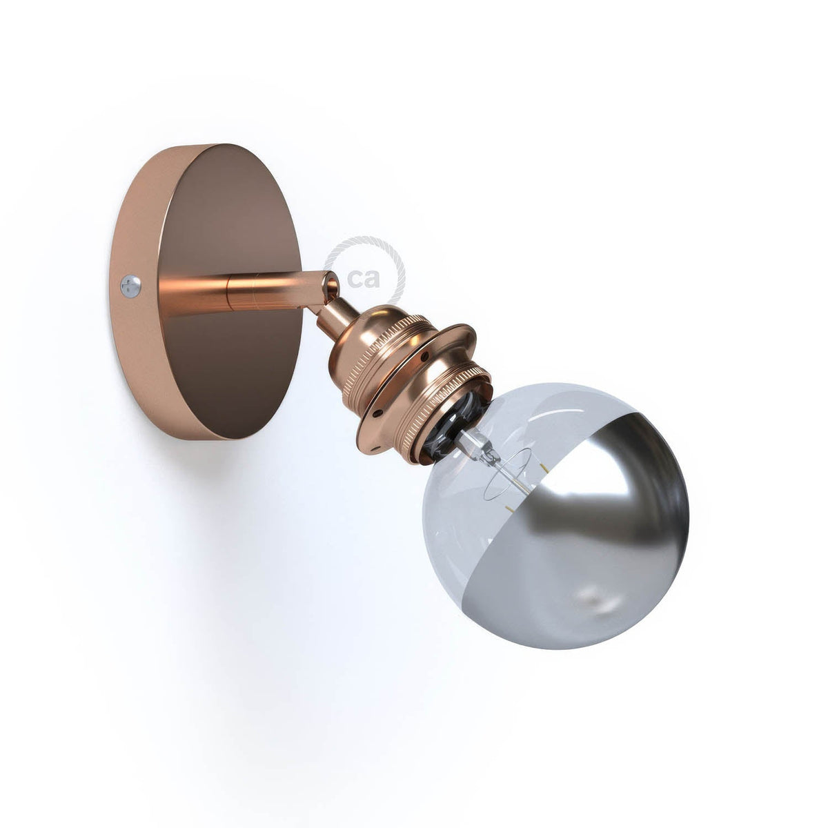 Fermaluce Metallo 90° con portalampada filettato E27, punto luce in metallo orientabile - Rame