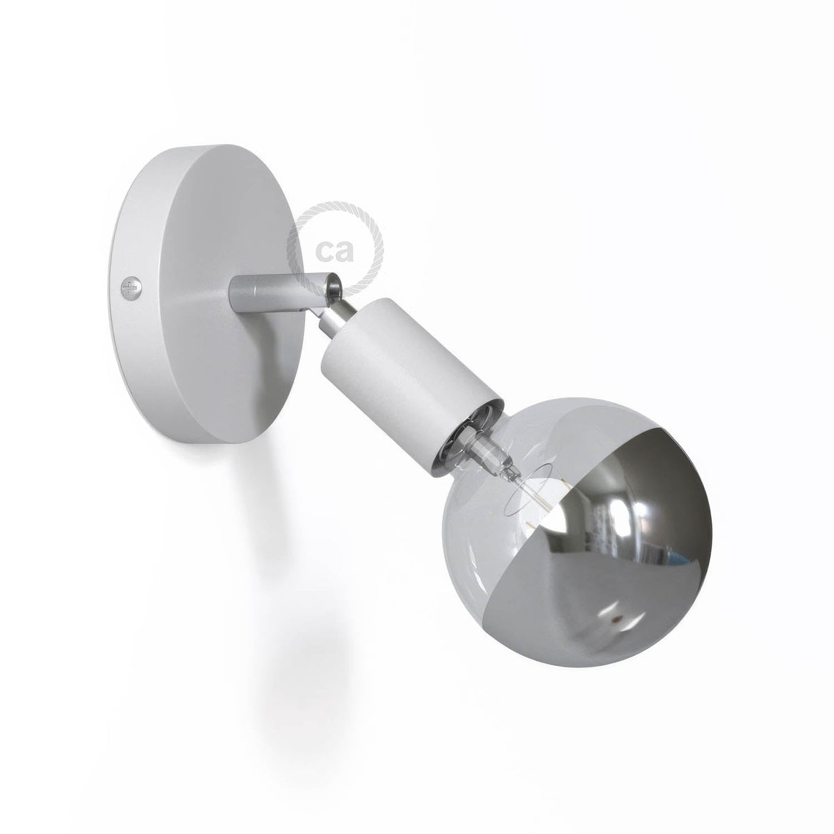 Fermaluce Metallo 90°, punto luce orientabile da parete o soffitto - Bianco lucido