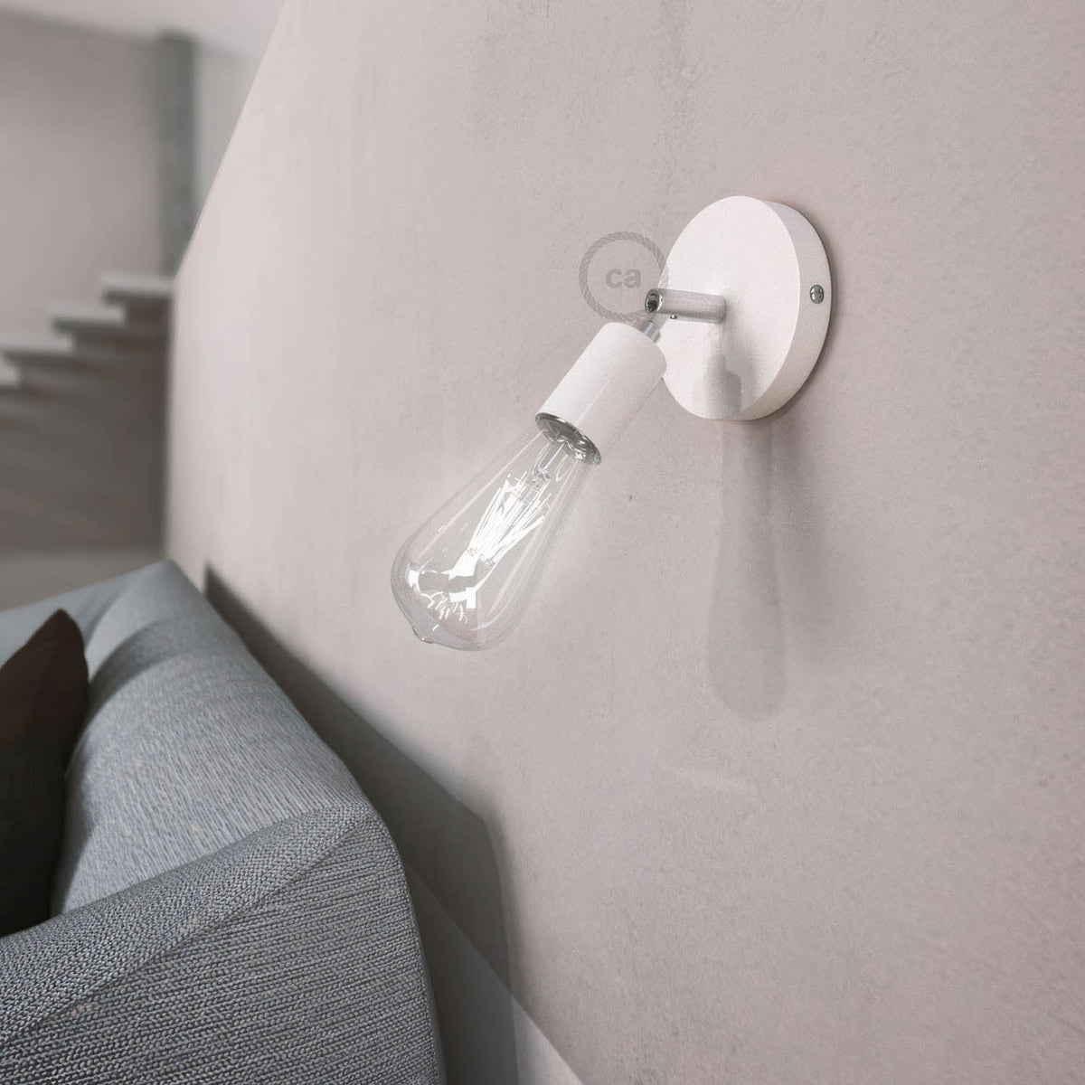 Fermaluce Metallo 90°, punto luce orientabile da parete o soffitto - Bianco opaco