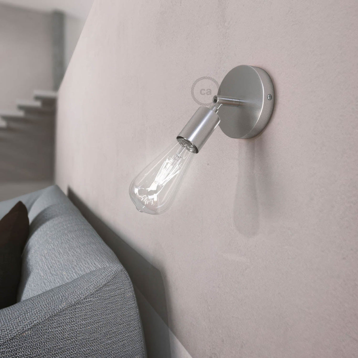 Fermaluce Metallo 90°, punto luce orientabile da parete o soffitto - Cromo