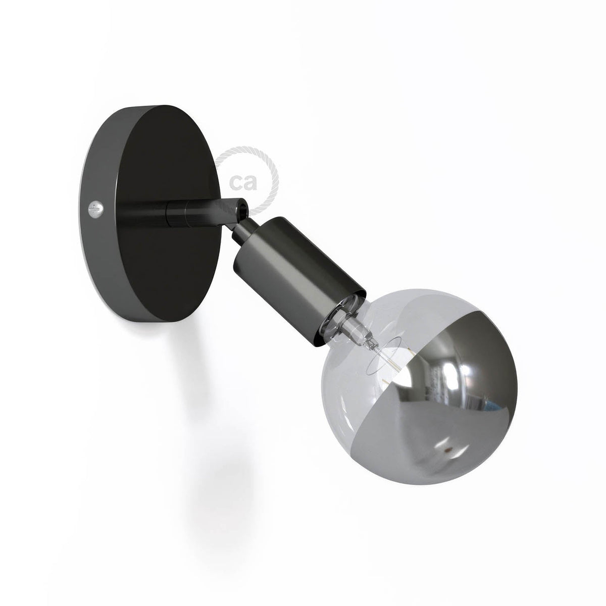 Fermaluce Metallo 90°, punto luce orientabile da parete o soffitto - Nero perla
