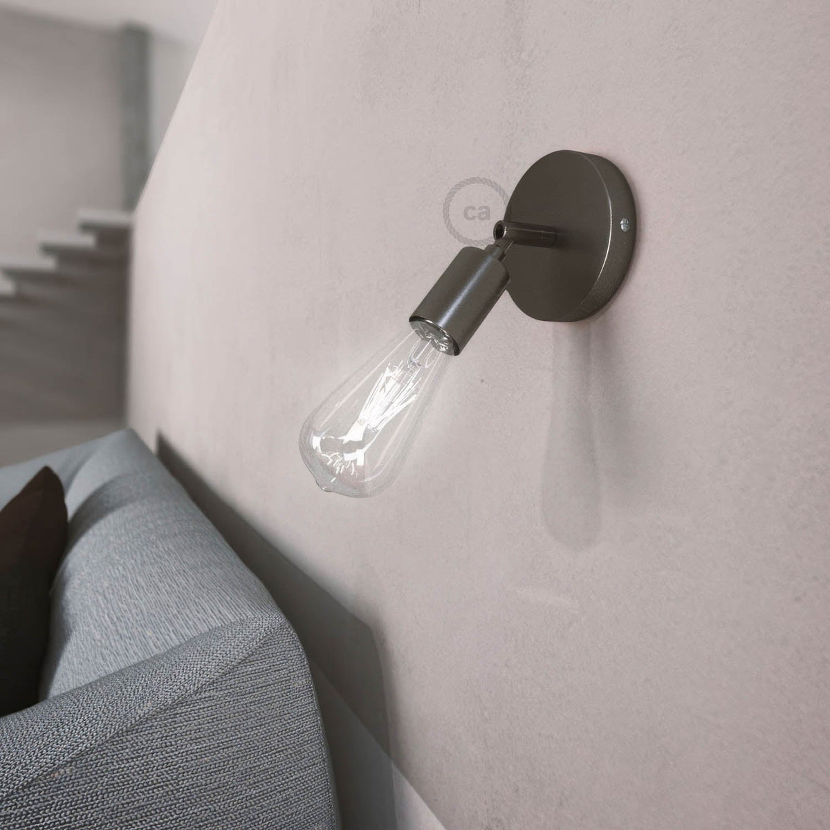 Fermaluce Metallo 90°, punto luce orientabile da parete o soffitto - Nero perla