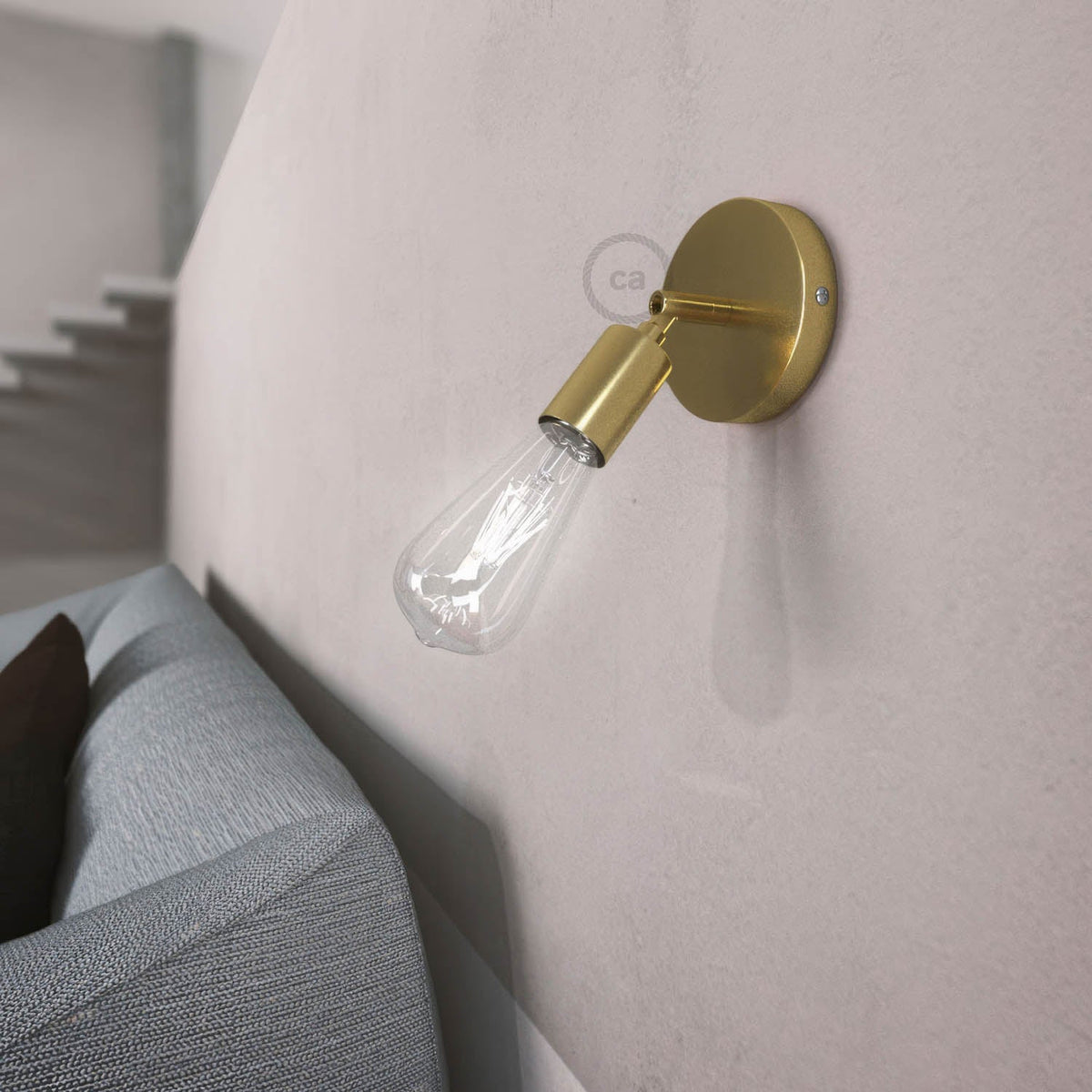 Fermaluce Metallo 90°, punto luce orientabile da parete o soffitto - Ottone