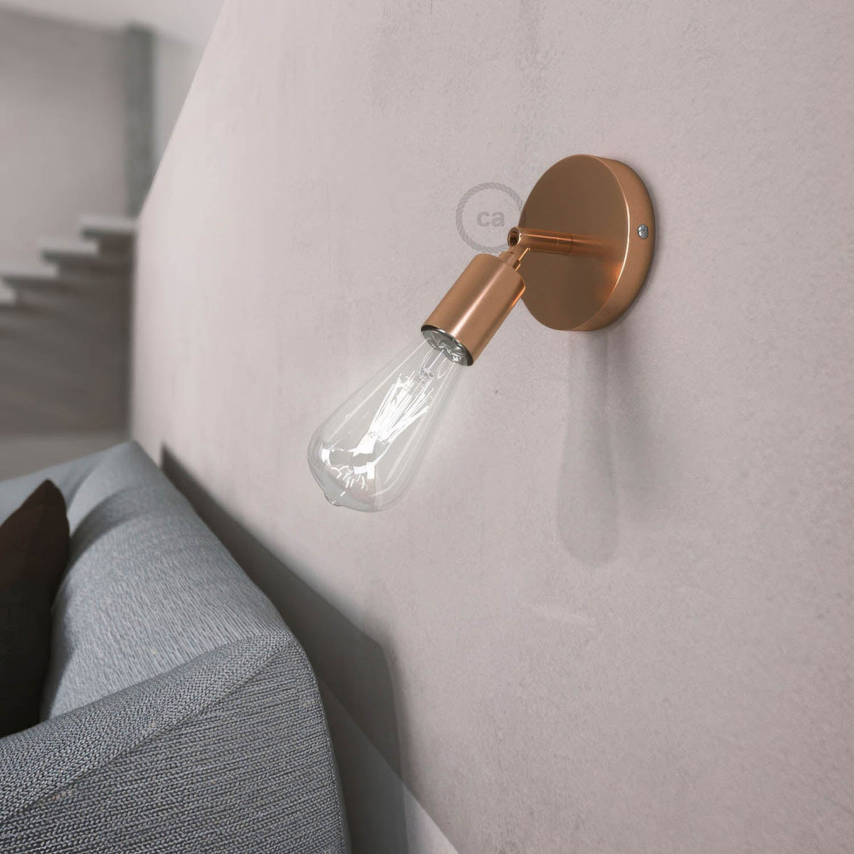 Fermaluce Metallo 90°, punto luce orientabile da parete o soffitto - Rame