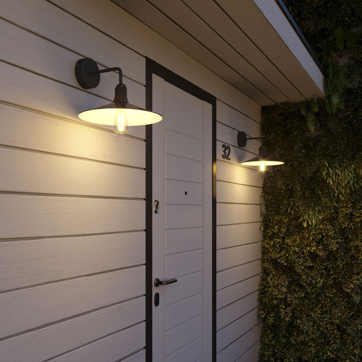 Fermaluce Modulair con estensione a L, paralume Swing e portalampada IP65 waterproof - Nero int. Bianco