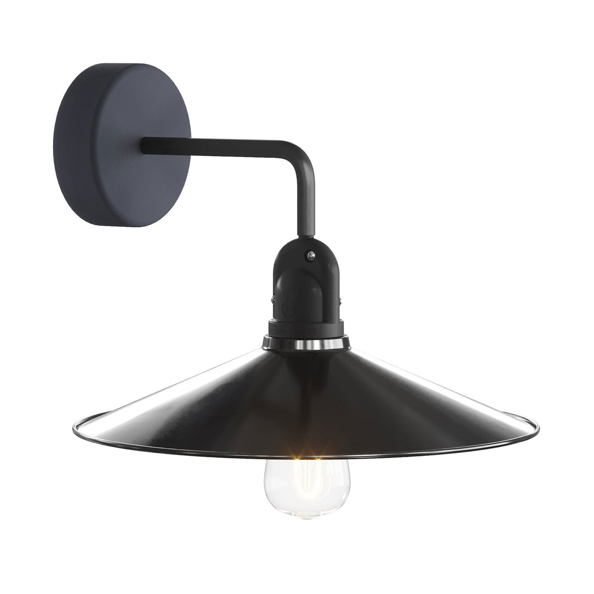 Fermaluce Modulair con estensione a L, paralume Swing e portalampada IP65 waterproof - Nero int. Bianco