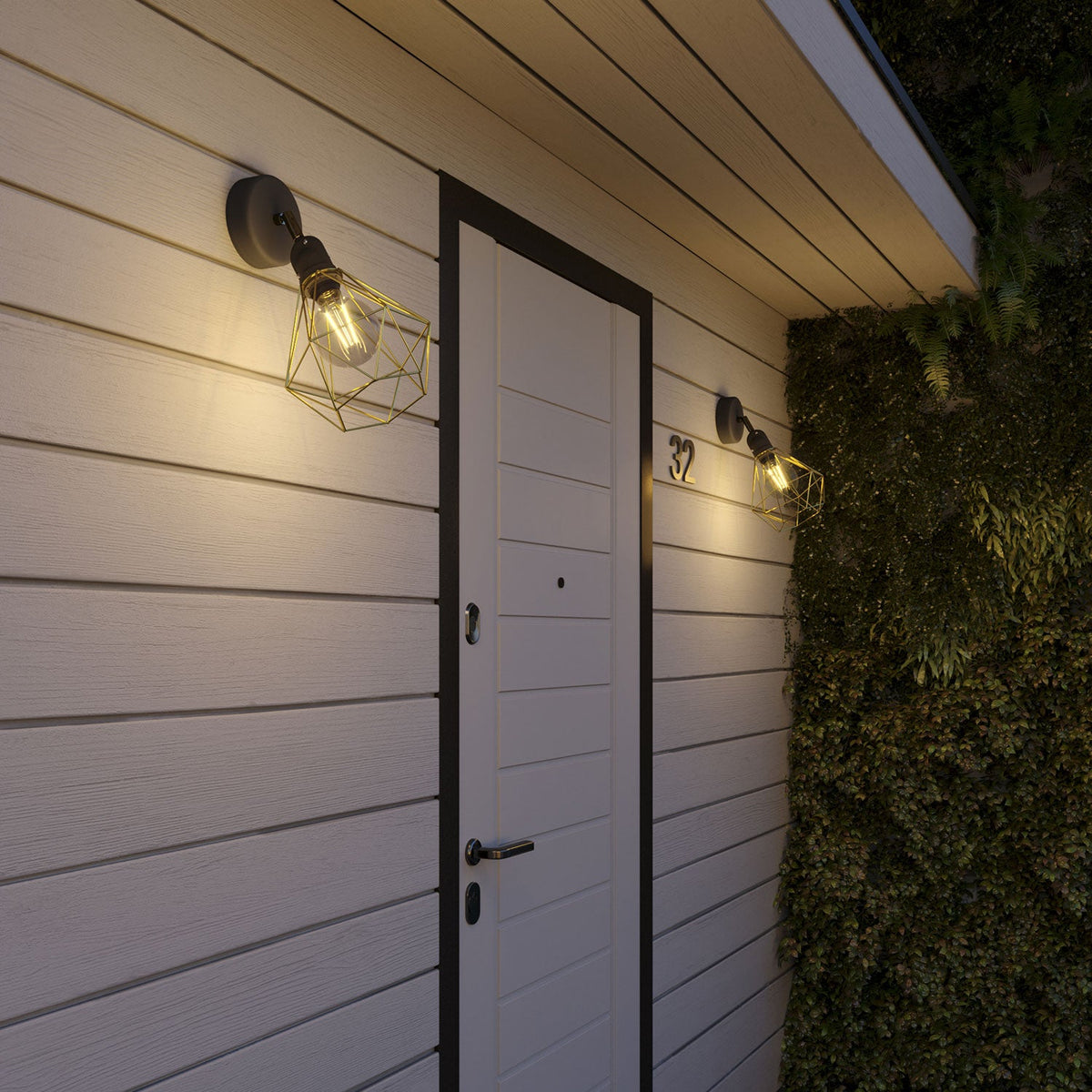 Fermaluce Modulair con snodo orientabile, paralume Diamond e portalampada IP65 waterproof - Ottone