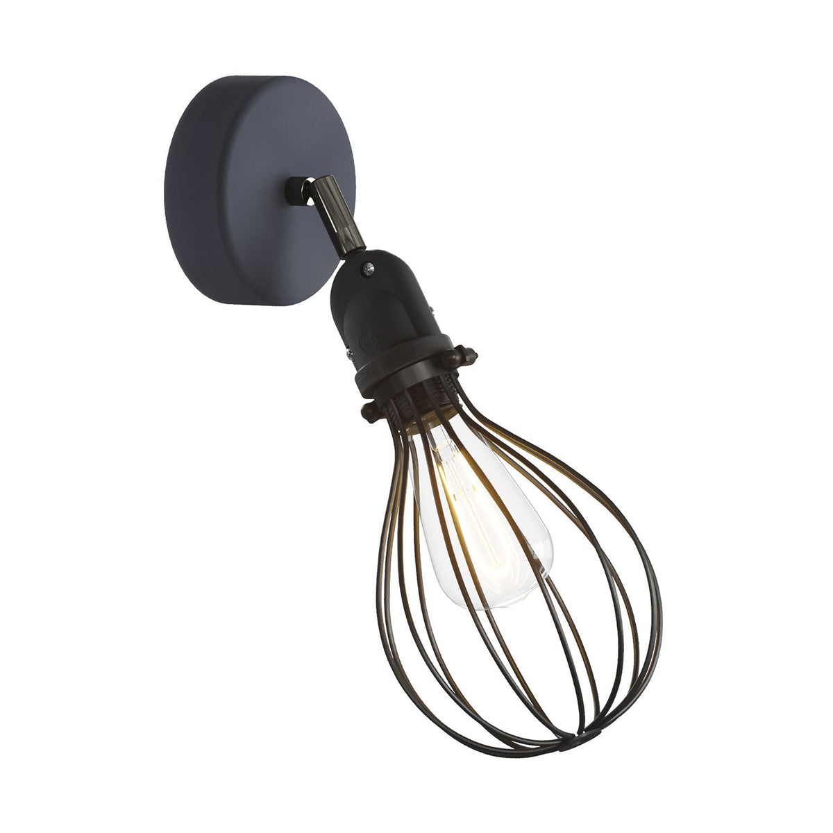 Fermaluce Modulair con snodo orientabile, paralume Drop e portalampada IP65 waterproof - Nero