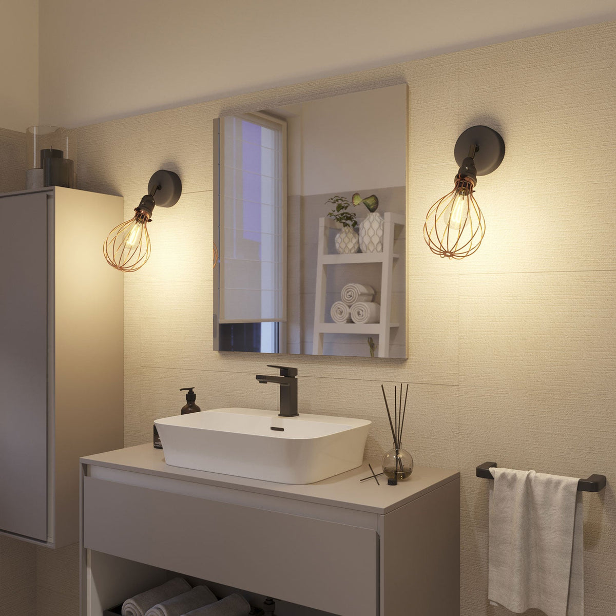 Fermaluce Modulair con snodo orientabile, paralume Drop e portalampada IP65 waterproof - Rame