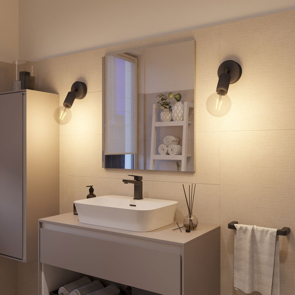 Fermaluce Modulair ELEGANT con snodo orientabile, rosone e portalampada IP65 waterproof - Nero