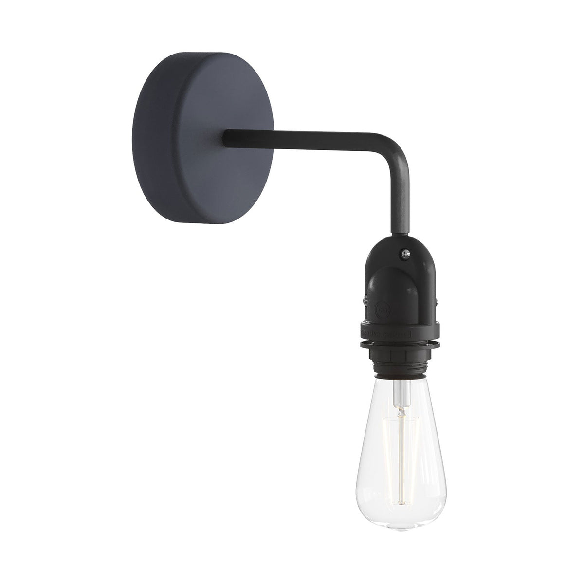 Fermaluce per paralume Modulair con estensione a L, rosone e portalampada IP65 waterproof - Grafite