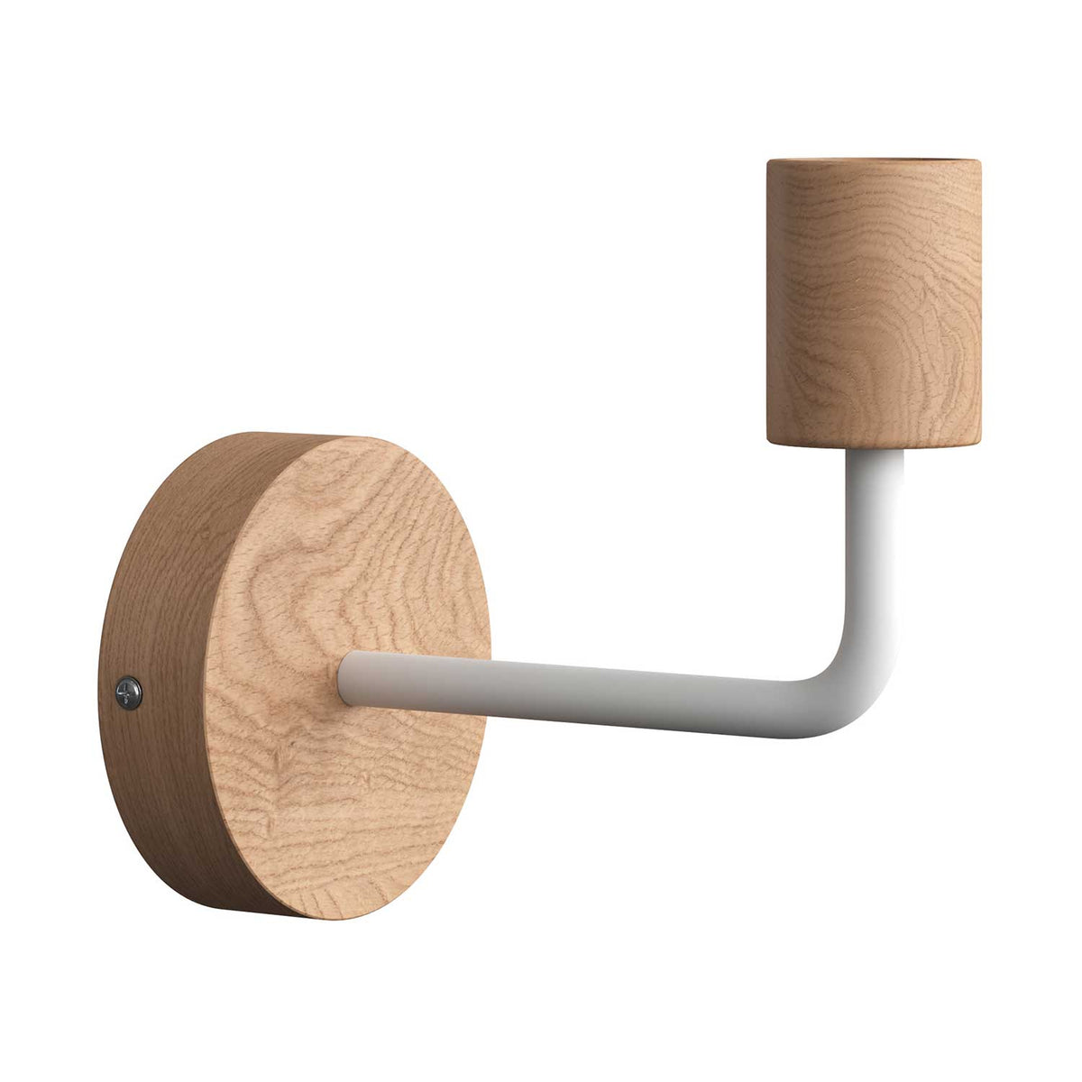 Fermaluce Wood, lampada a muro in legno con estensione curva - Neutro