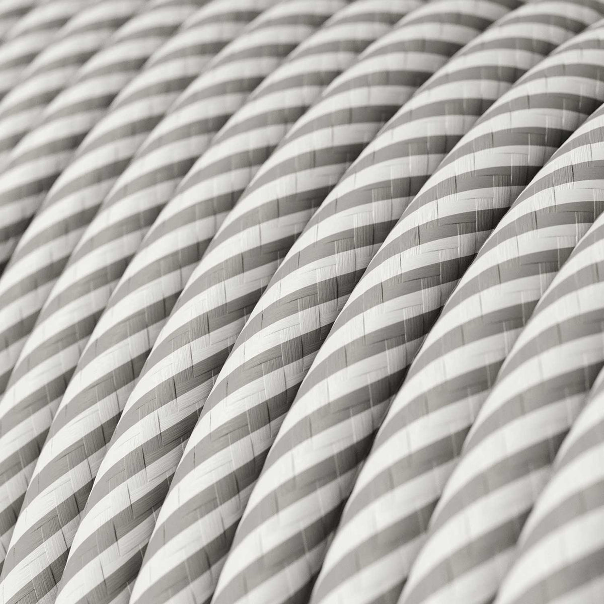 Filo elettrico in tessuto Bianco Ottico e Alluminio Vertigo - L'Originale Creative Cables, per lampade uniche - ERM46