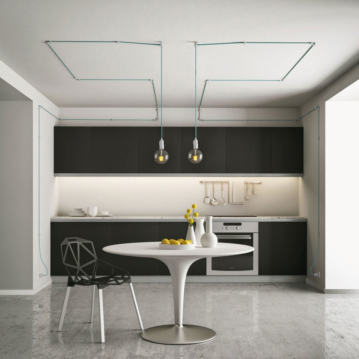 Fissaggio a parete passacavo universale per cavo tessile per illuminazione 2x0,75 e 3x0,75 - Bianco