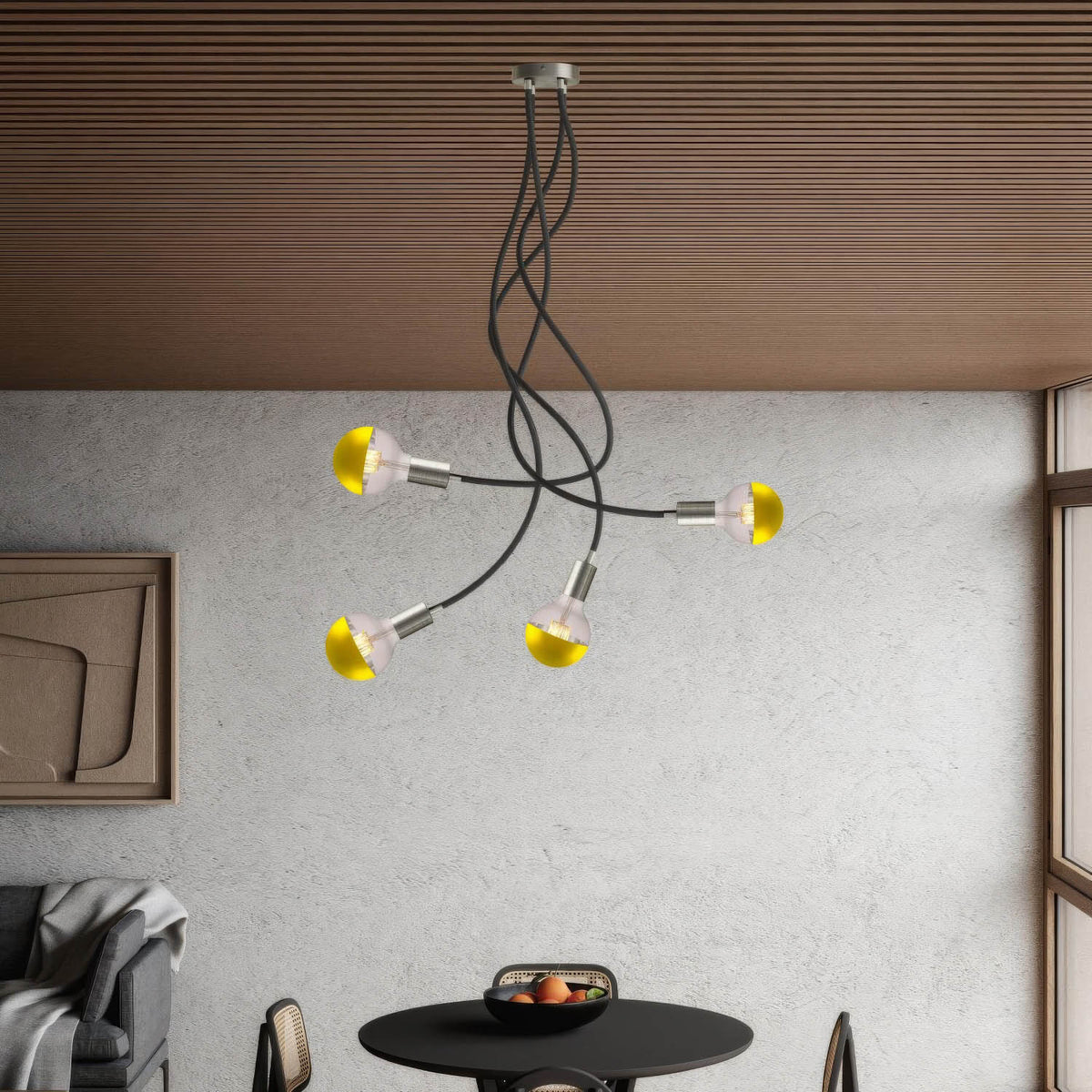 Flex 90 lampada da soffitto snodabile a luce diffusa con lampadina LED G95 - Titanio satinato
