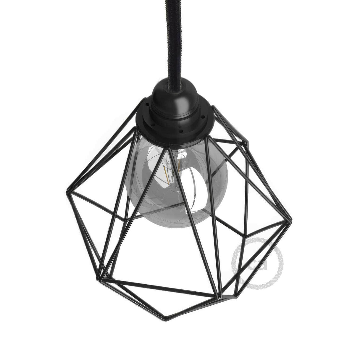 Gabbia paralume Diamond in metallo con attacco E27 - Nero