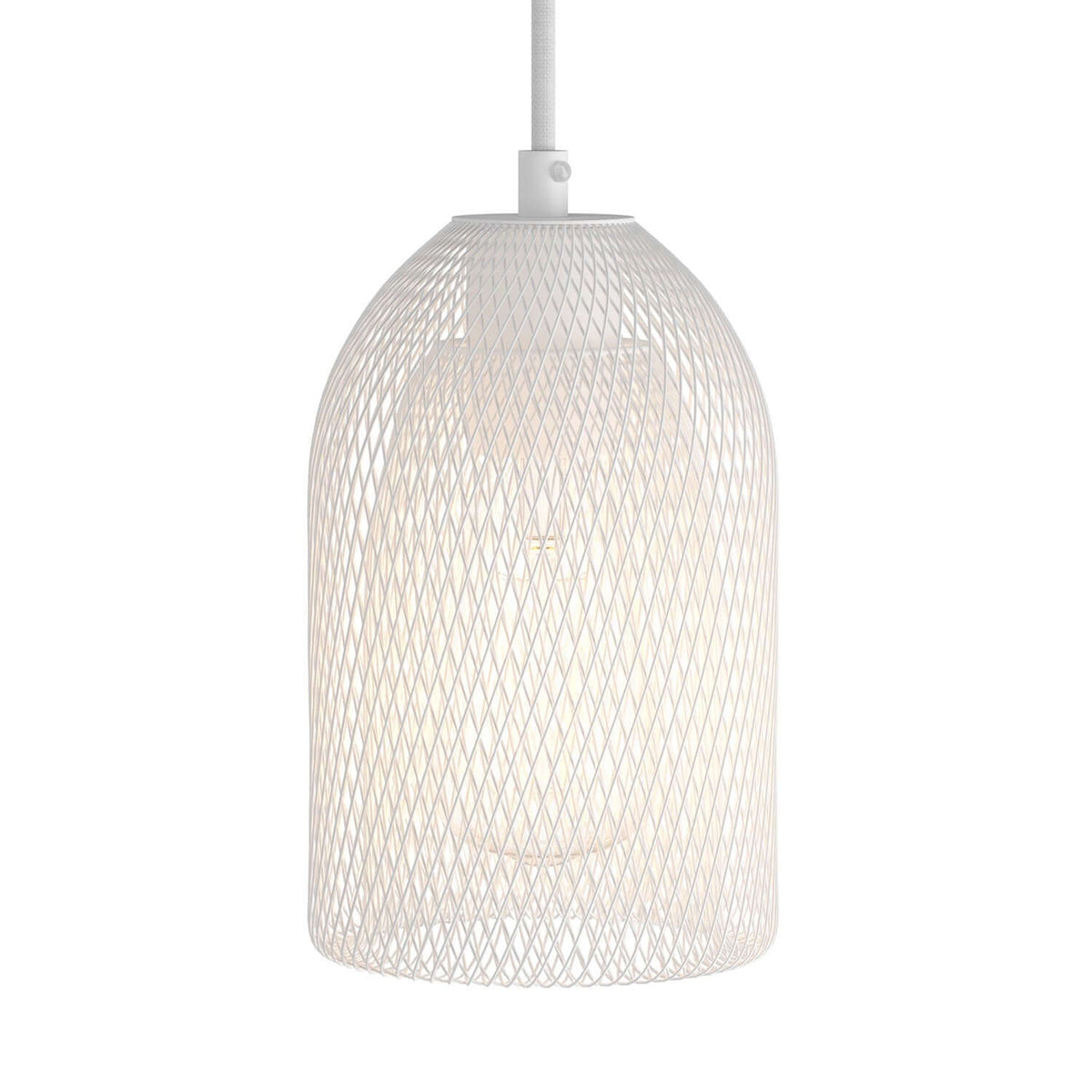 Gabbia paralume GhostBell in metallo con kit portalampada E27 - Bianco