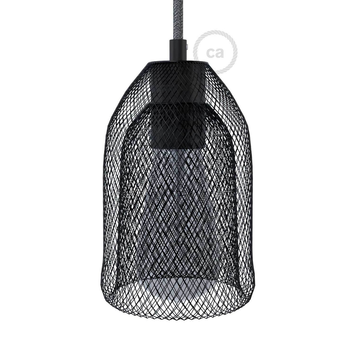 Gabbia paralume GhostBell in metallo con kit portalampada E27 - Nero