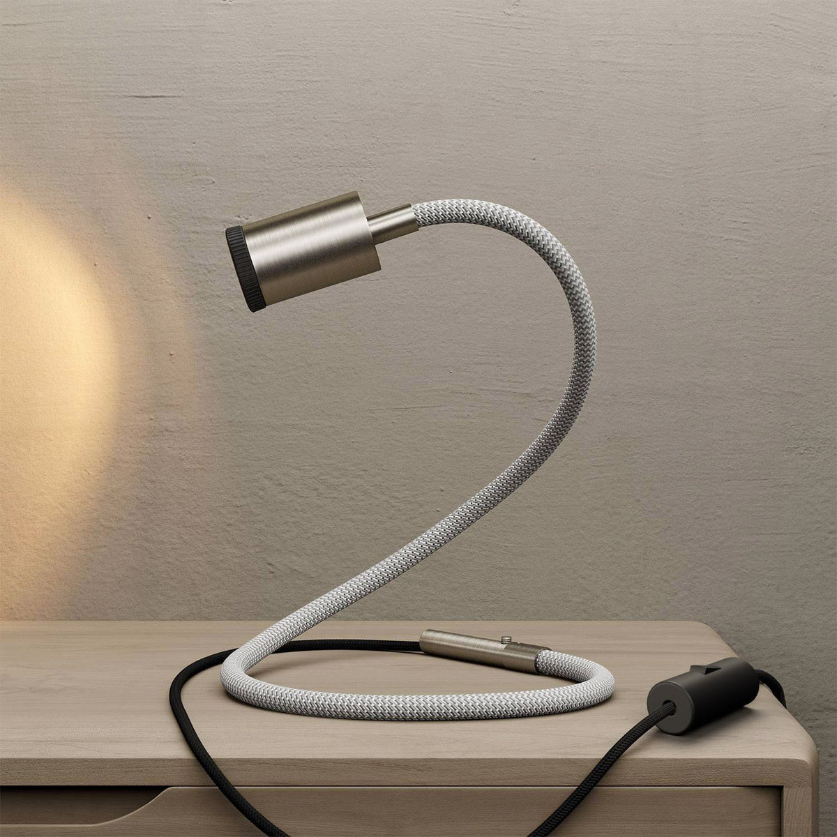GU1d-one Lampada snodabile senza base con mini faretto LED - Titanio satinato