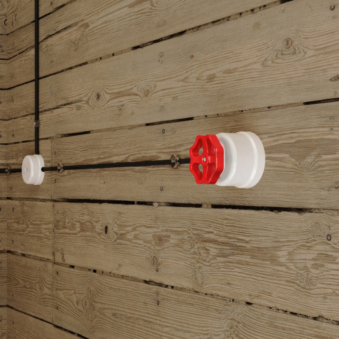 Interruttore/Deviatore in porcellana bianco con manopola Rosso