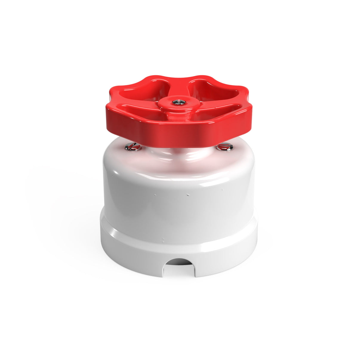 Interruttore/Deviatore in porcellana bianco con manopola Rosso
