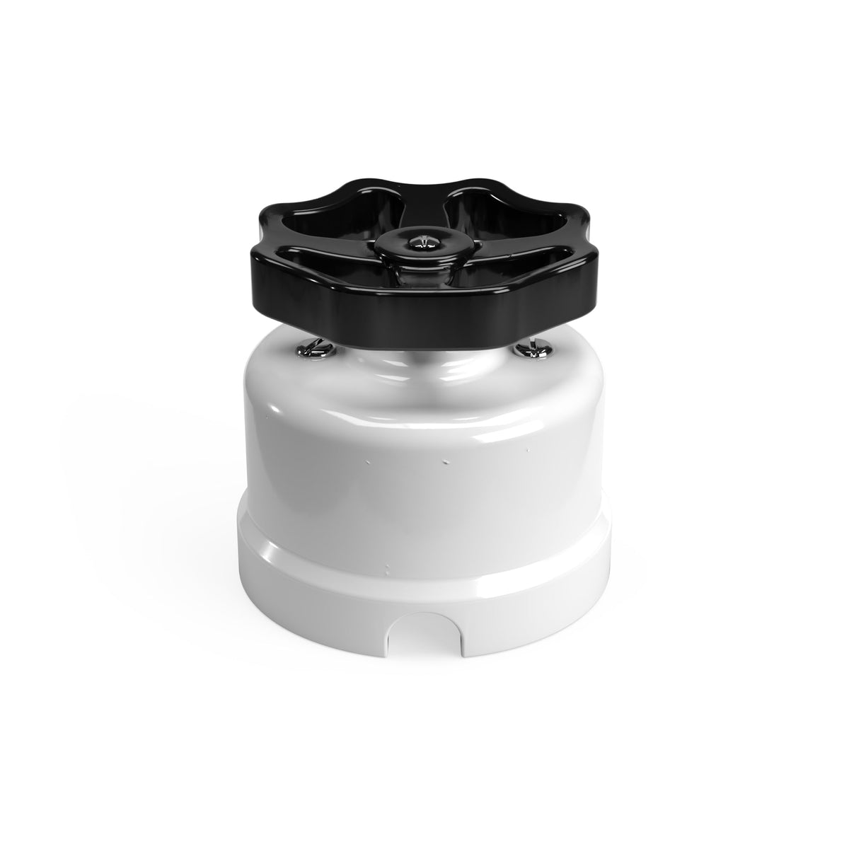 Interruttore/Deviatore in porcellana bianco con manopola Nero