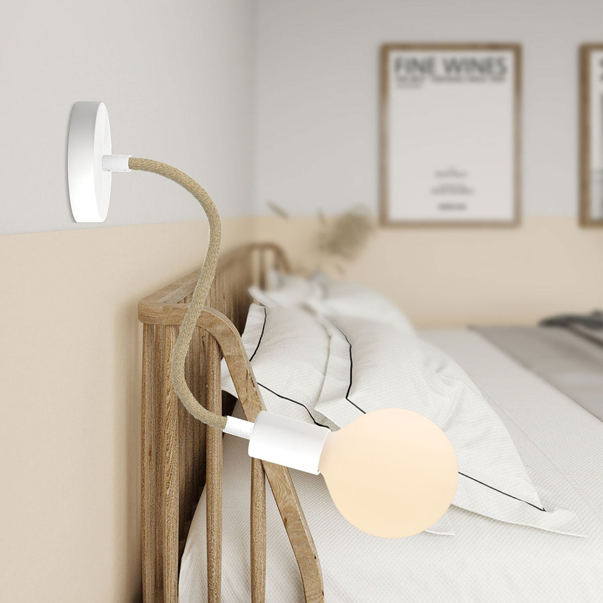 Kit Creative Flex tubo flessibile di estensione rivestito in juta RN06 Neutro con terminali metallici Bianco opaco 30 cm