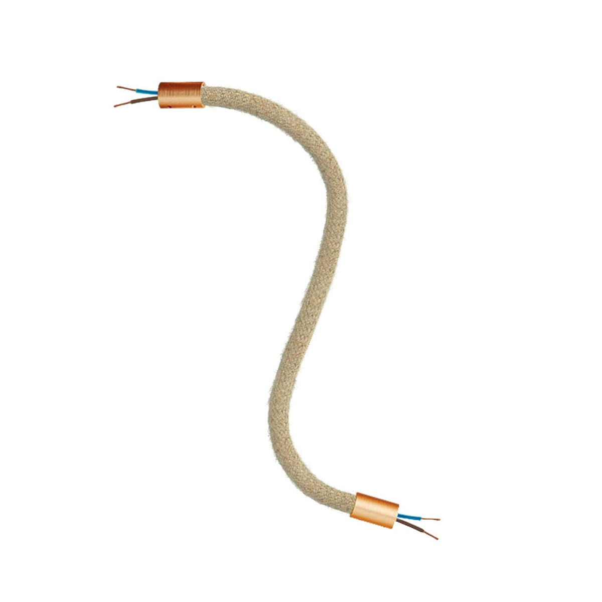 Kit Creative Flex tubo flessibile di estensione rivestito in juta RN06 Neutro con terminali metallici Rame satinato 30 cm