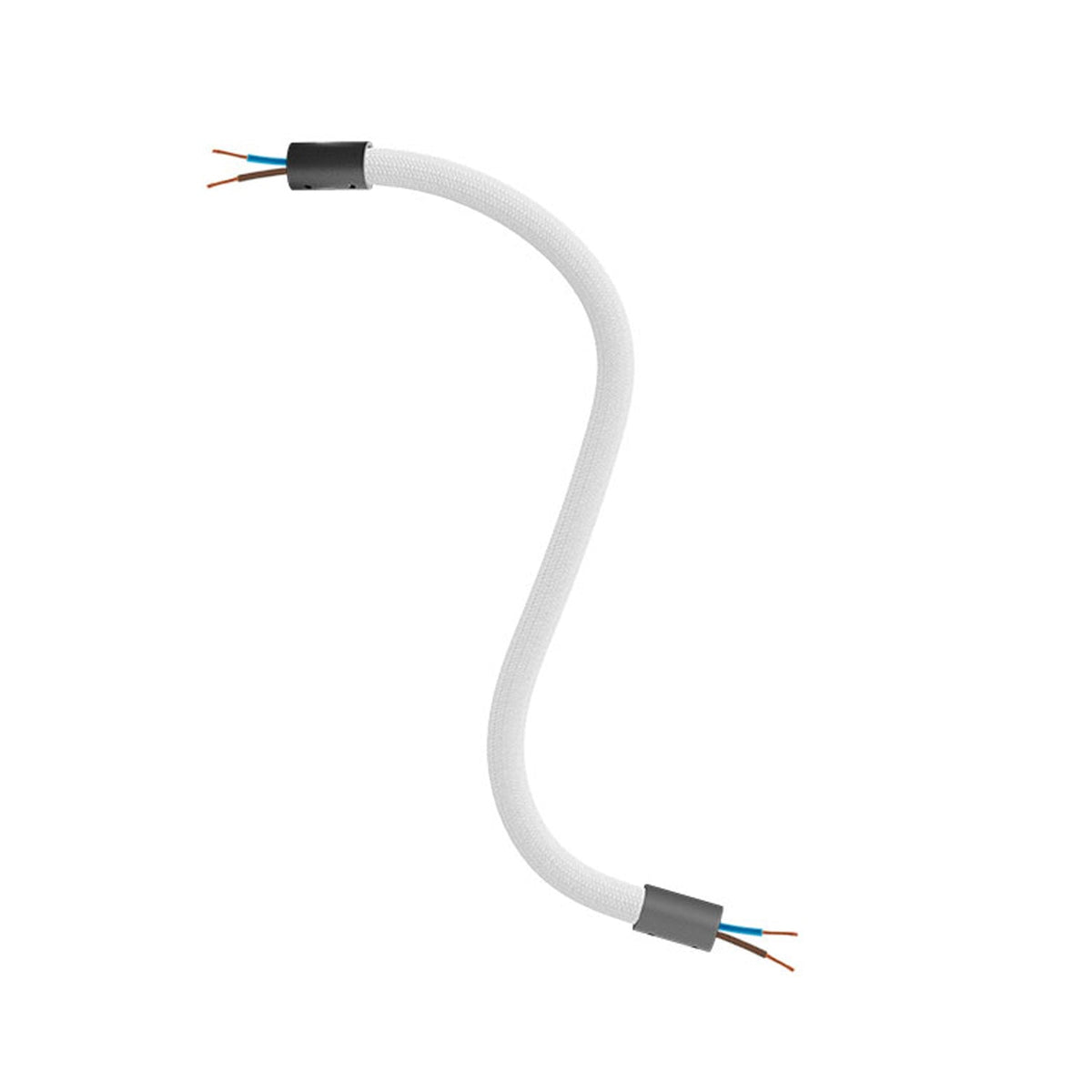 Kit Creative Flex tubo flessibile di estensione rivestito in tessuto RM01 Bianco con terminali metallici Nero 30 cm