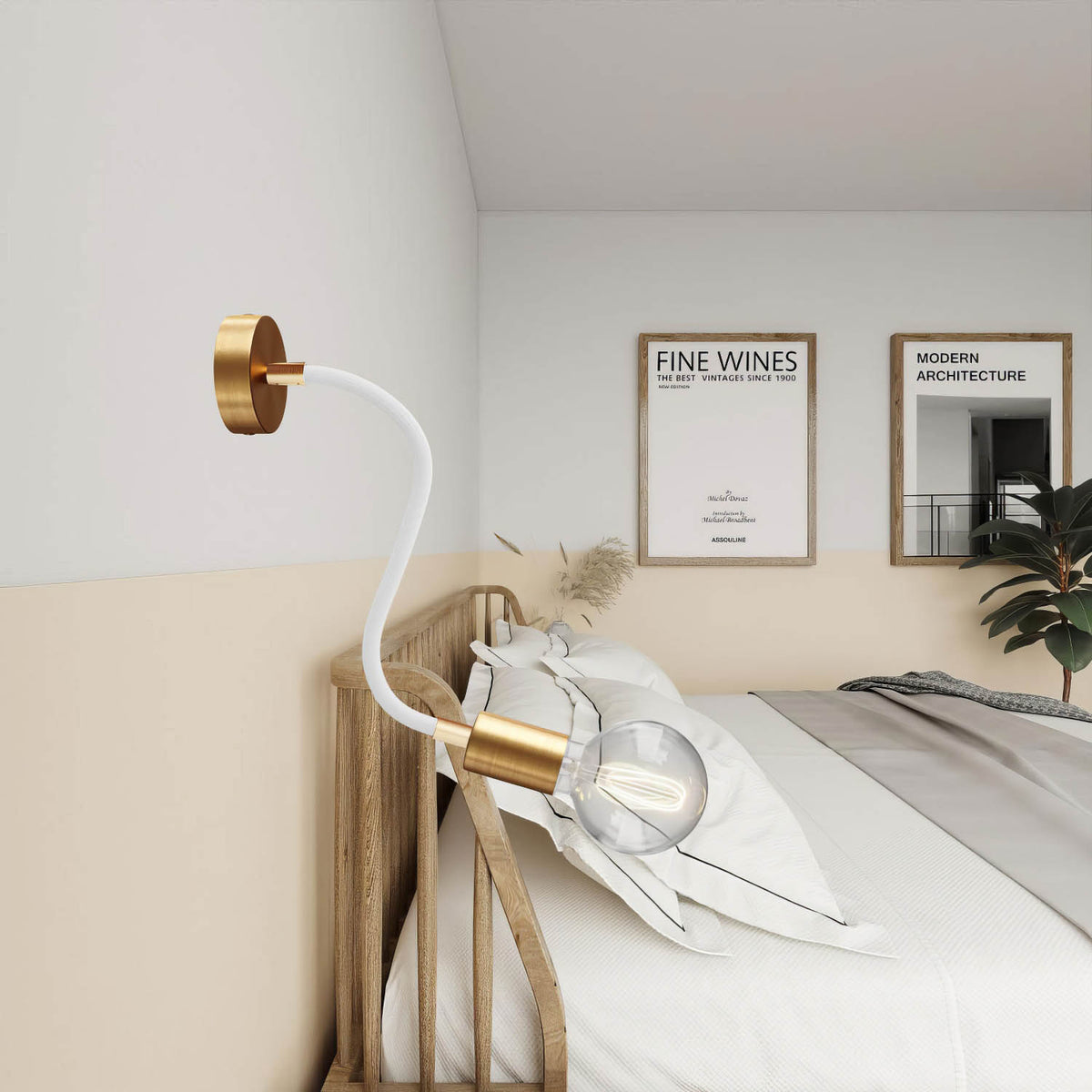 Kit Creative Flex tubo flessibile di estensione rivestito in tessuto RM01 Bianco con terminali metallici Bronzo satinato 30 cm