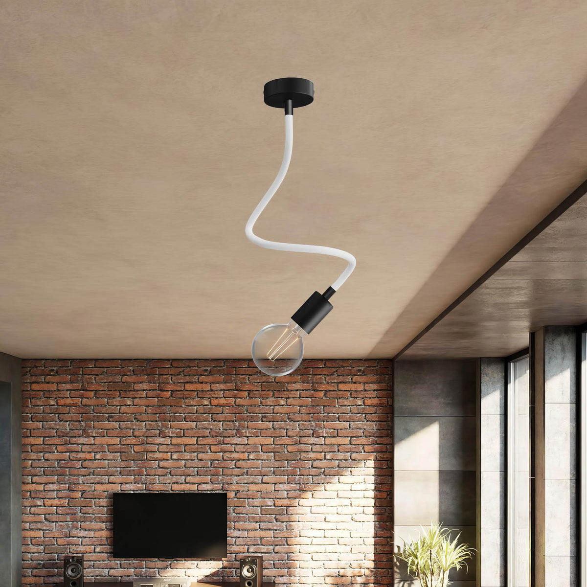 Kit Creative Flex tubo flessibile di estensione rivestito in tessuto RM01 Bianco con terminali metallici Nero 60 cm