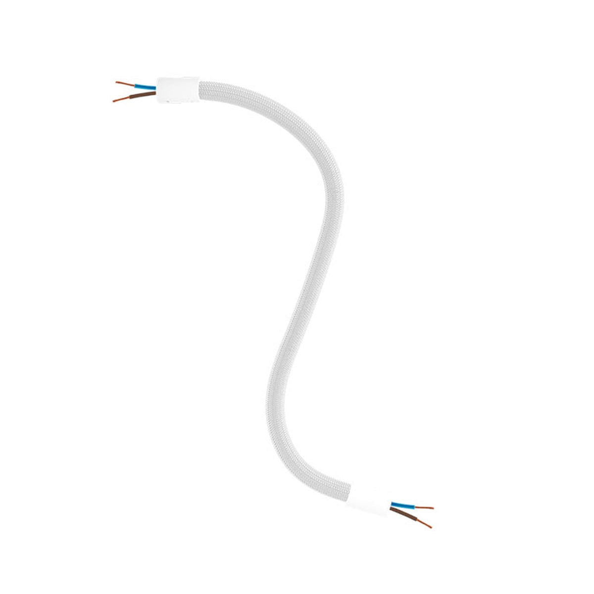 Kit Creative Flex tubo flessibile di estensione rivestito in tessuto RM02 Argento con terminali metallici Bianco opaco 30 cm