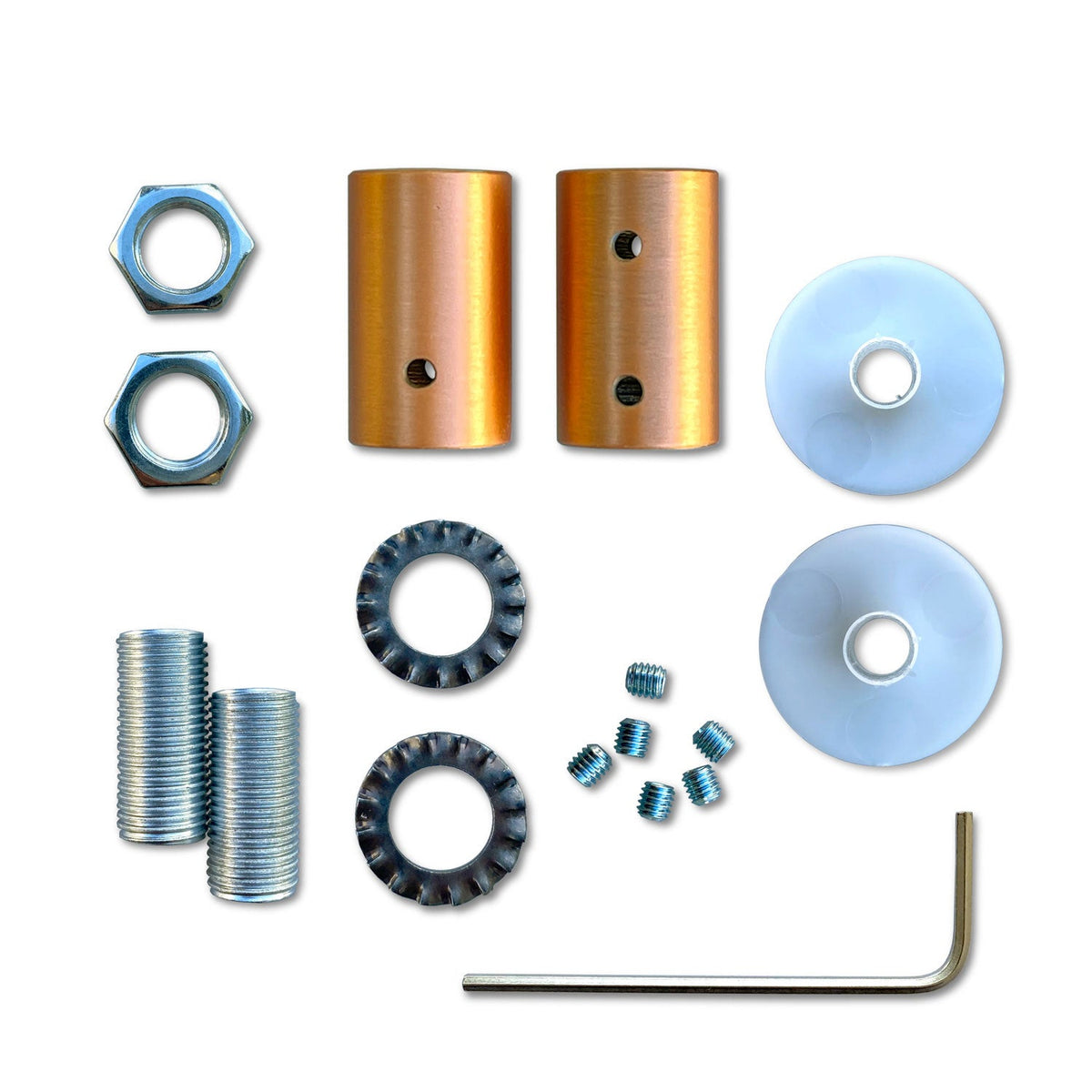 Kit Creative Flex tubo flessibile di estensione rivestito in tessuto RM02 Argento con terminali metallici Rame satinato 30 cm