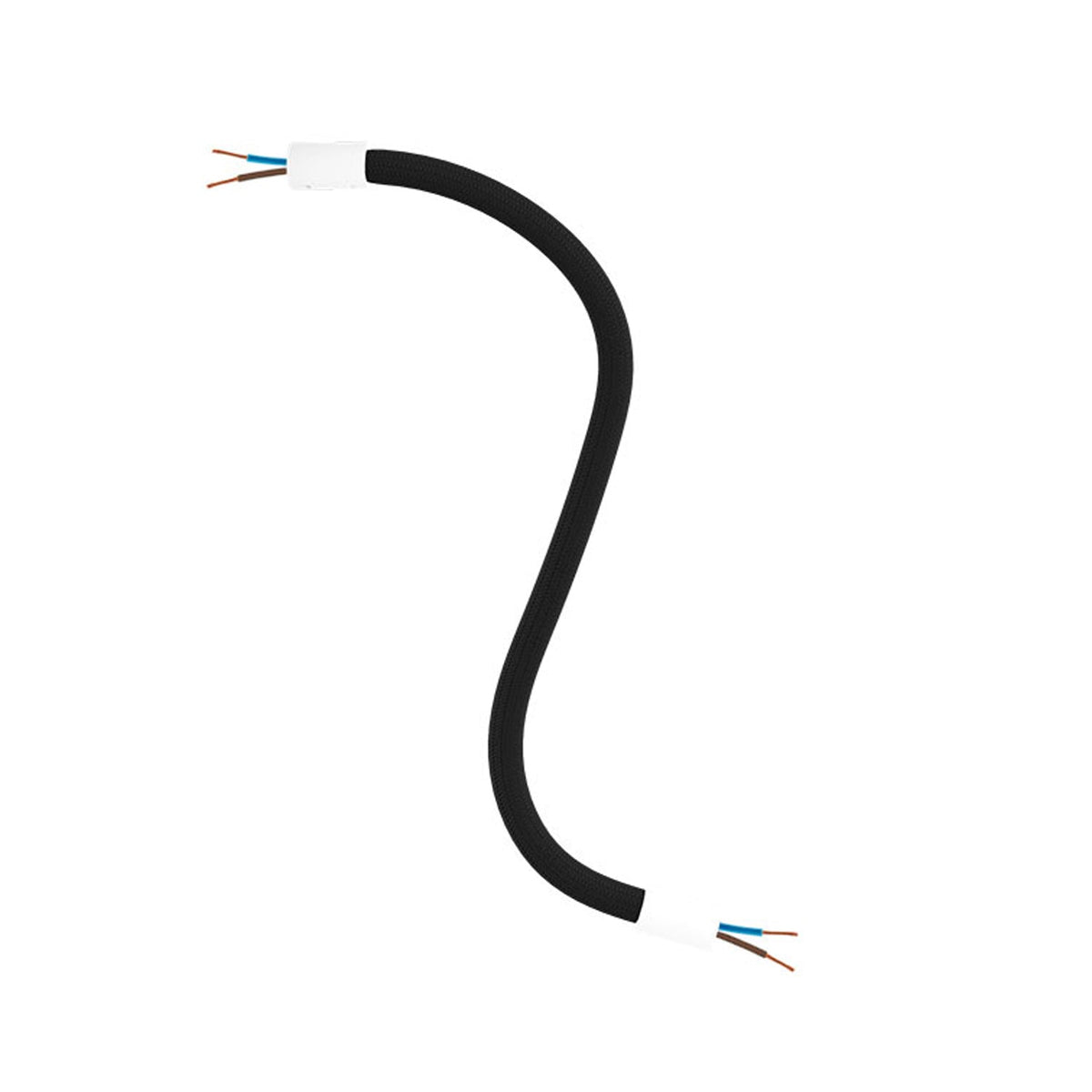 Kit Creative Flex tubo flessibile di estensione rivestito in tessuto RM04 Nero con terminali metallici Bianco opaco 30 cm