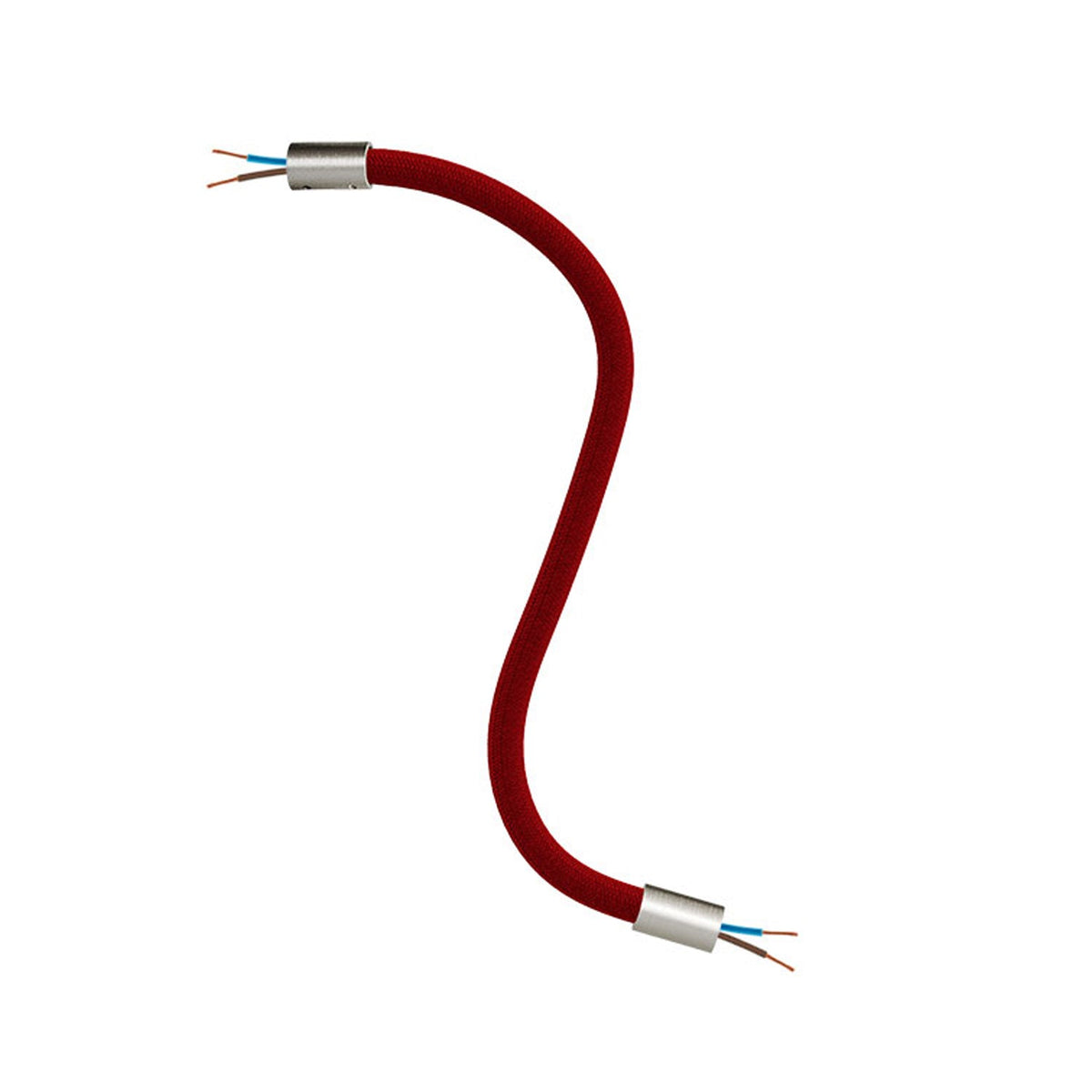 Kit Creative Flex tubo flessibile di estensione rivestito in tessuto RM09 Rosso con terminali metallici Titanio satinato 30 cm
