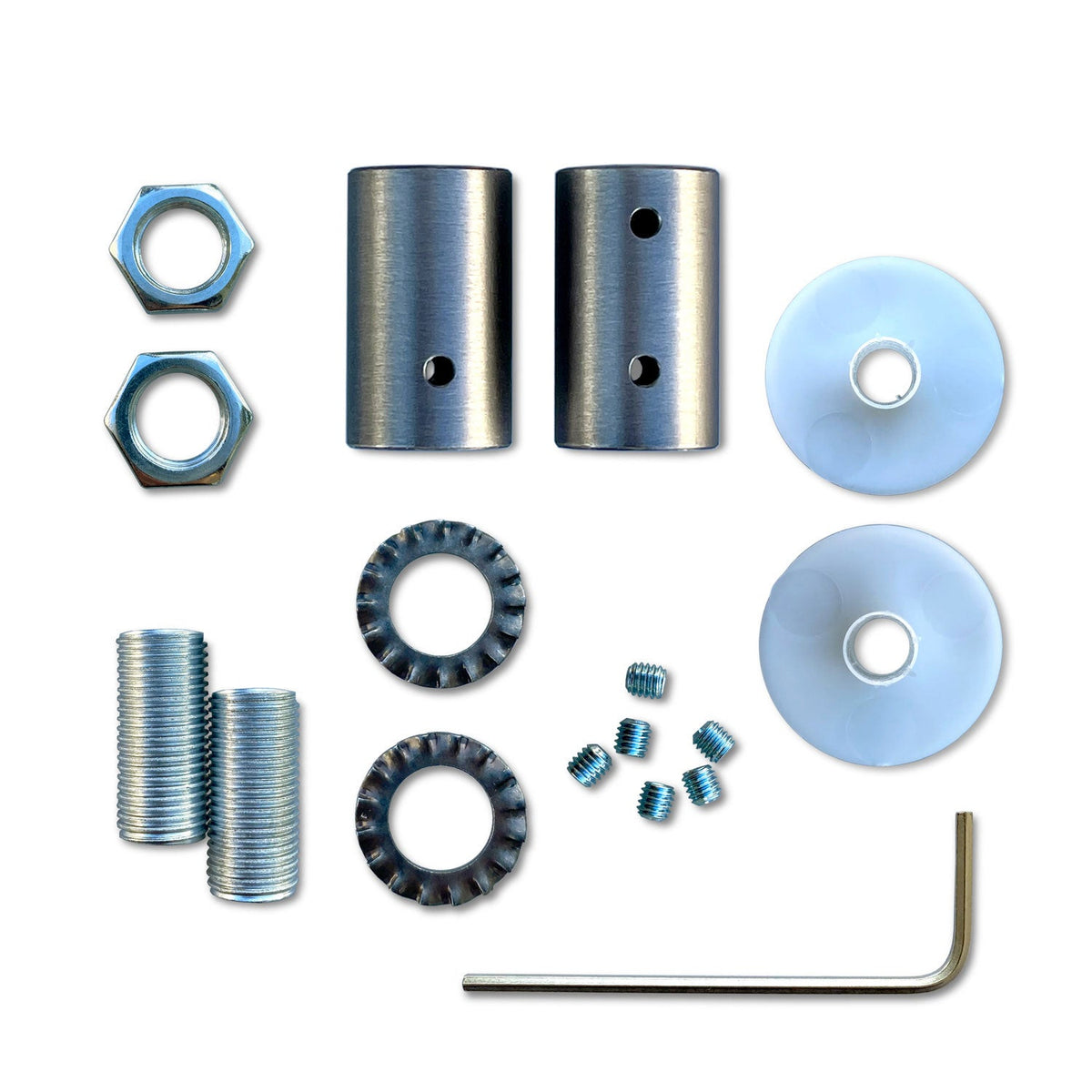 Kit Creative Flex tubo flessibile di estensione rivestito in tessuto RM13 Marrone con terminali metallici Titanio satinato 30 cm