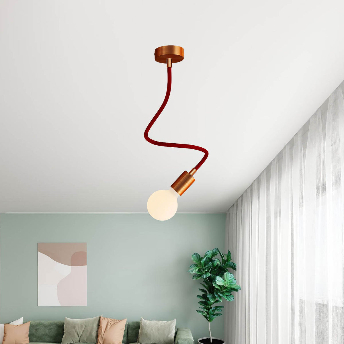 Kit Creative Flex tubo flessibile di estensione rivestito in tessuto RM19 Bordeaux con terminali metallici Rame satinato 60 cm