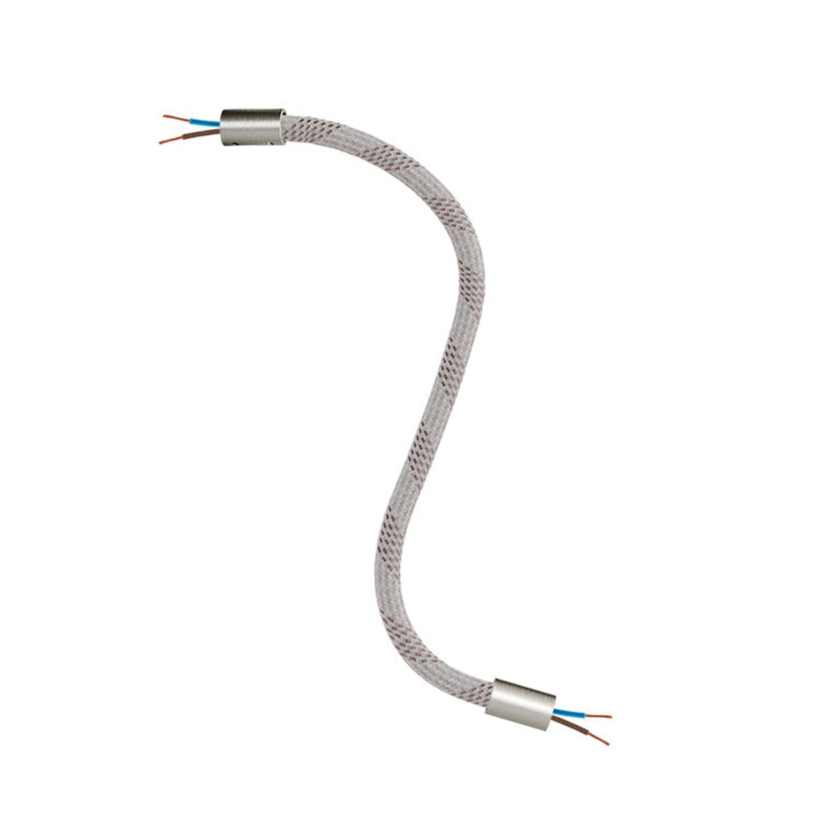 Kit Creative Flex tubo flessibile di estensione rivestito in tessuto RM72 Mèlange chiaro con terminali metallici Titanio satinato 30 cm