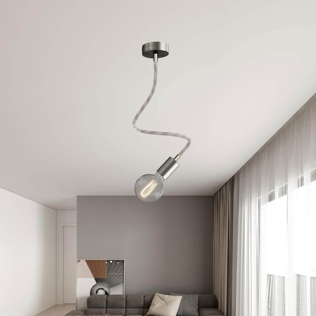 Kit Creative Flex tubo flessibile di estensione rivestito in tessuto RM72 Mèlange chiaro con terminali metallici Titanio satinato 60 cm