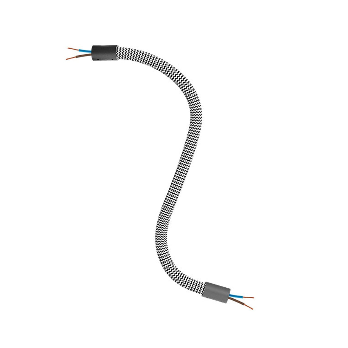 Kit Creative Flex tubo flessibile di estensione rivestito in tessuto RZ04 Nero Bianco con terminali metallici Nero 30 cm