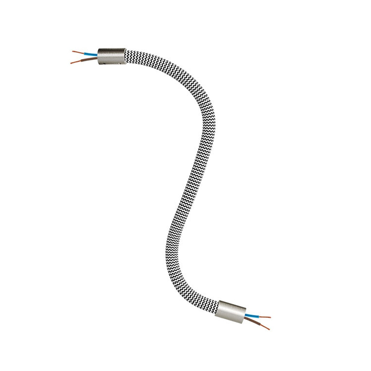 Kit Creative Flex tubo flessibile di estensione rivestito in tessuto RZ04 Nero Bianco con terminali metallici Titanio satinato 30 cm